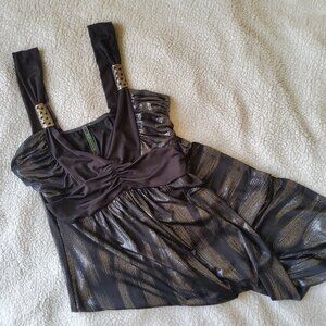 Shimmering Chic Black and Silver Metallic Party Dress